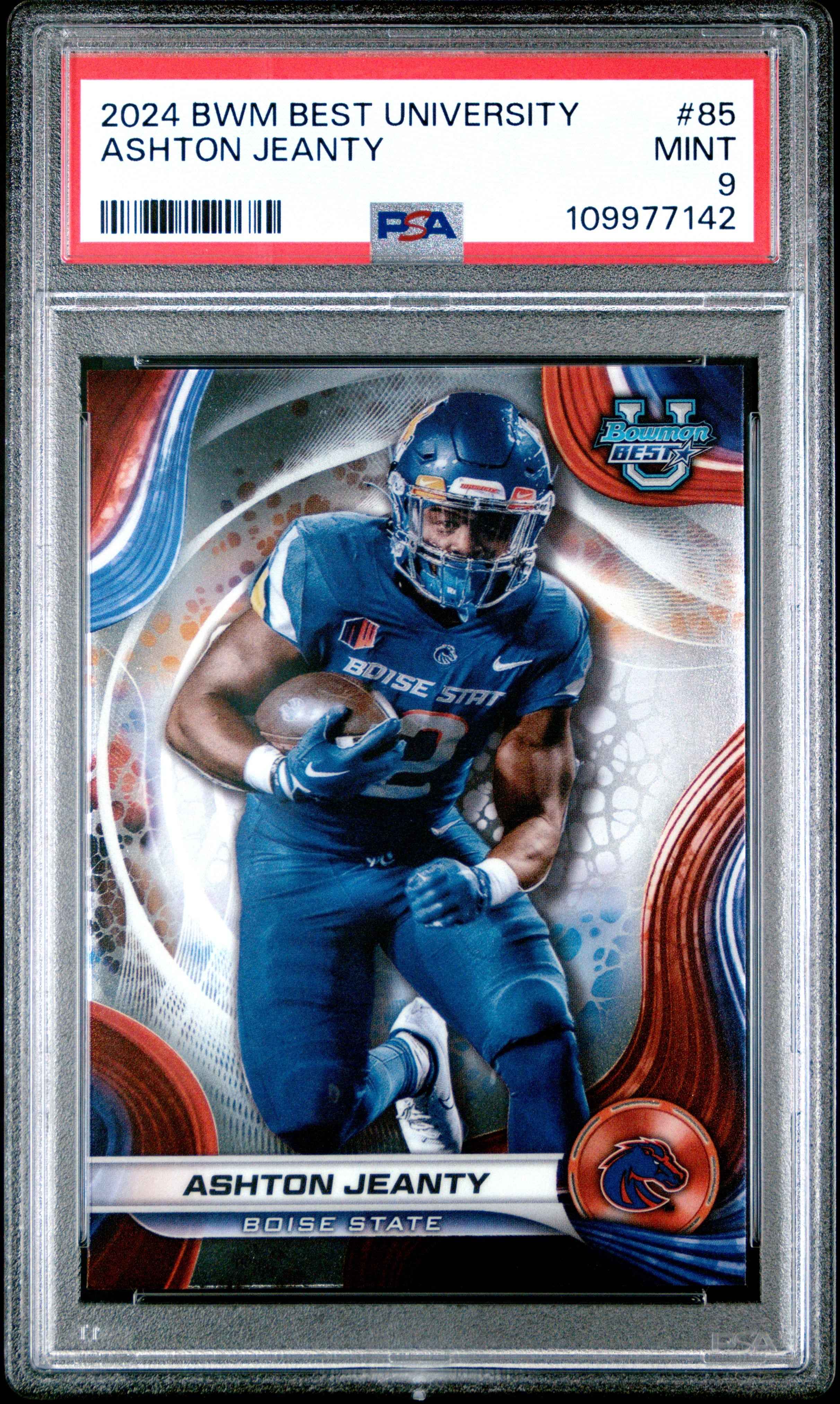 Graded 2024 Topps Bowmans Best University Ashton Jeanty #85 Rookie RC Football Card PSA 9 Mint