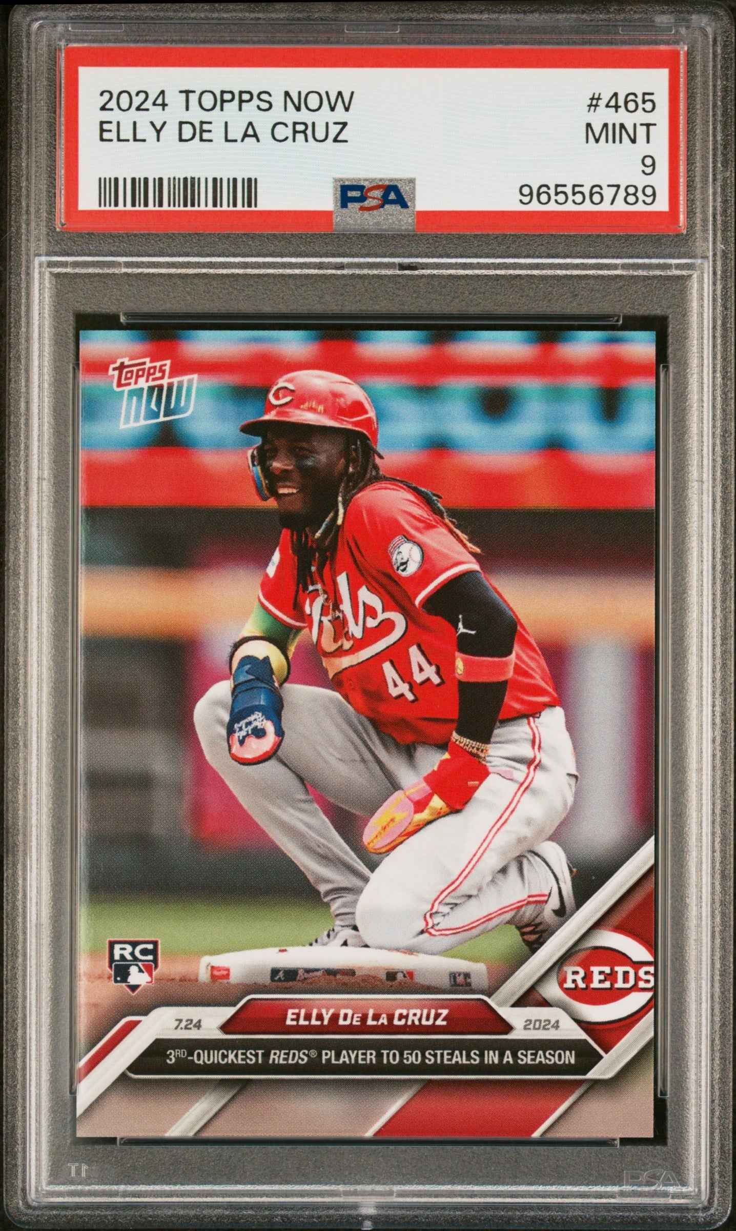 Graded 2024 Topps Now Elly De La Cruz #465 Rookie RC Baseball Card PSA 9 Mint