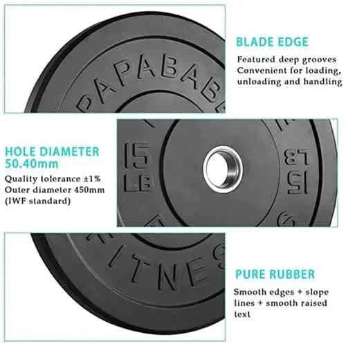 1-Pair: Bumper Plates 2-Inch Bumpers Olympic Weight Plate