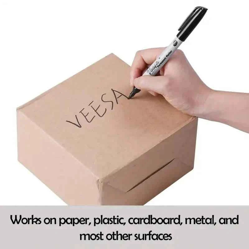 10-Pieces: Black Permanent Markers Fine Tip