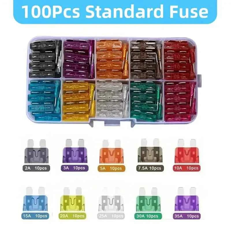 100-Pieces: Car Fuses Assortment Kit, Car Automotive RV Standard Fuses