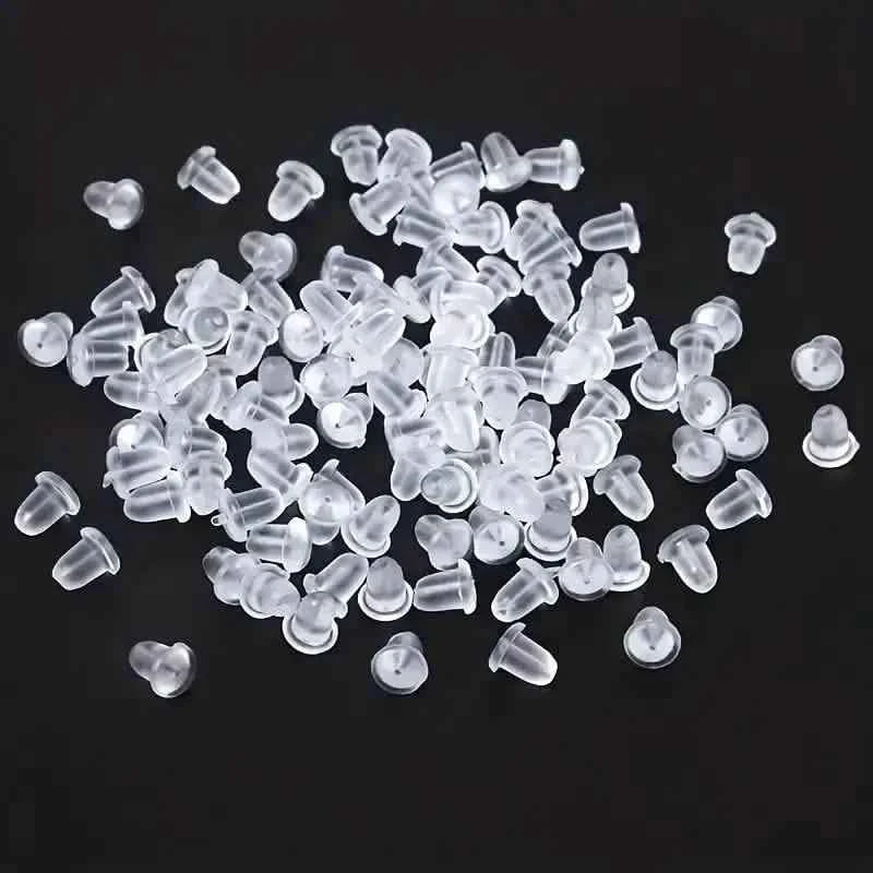 100-Pieces: Transparent Plastic Ear Clog Ear Stud Earring Pin Backs Ear Plug