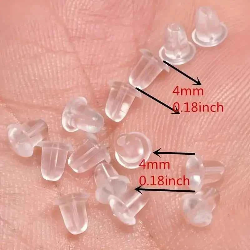 100-Pieces: Transparent Plastic Ear Clog Ear Stud Earring Pin Backs Ear Plug