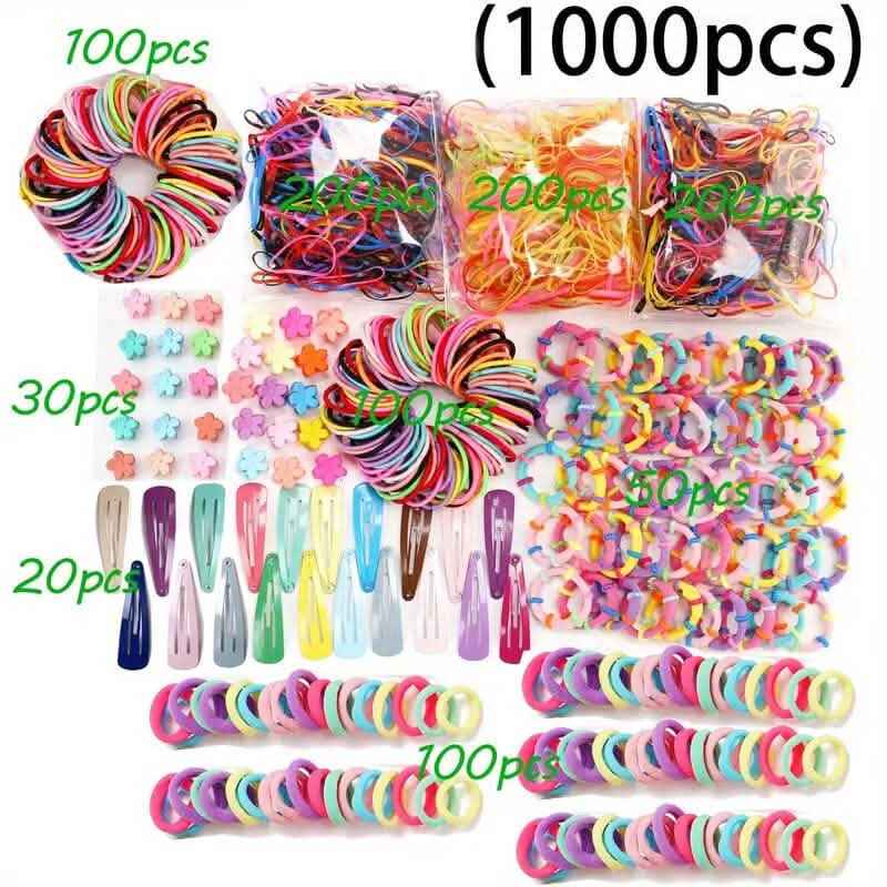 1000-Piece Set: Colorful Hair Ties Set Hair Scrunchies for Women