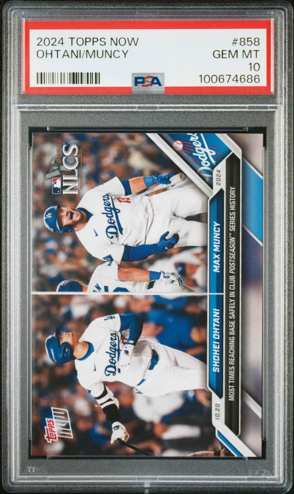 Graded 2024 Topps Now Shohei Ohtani Max Muncy #858 Baseball Card PSA 10 Gem Mint