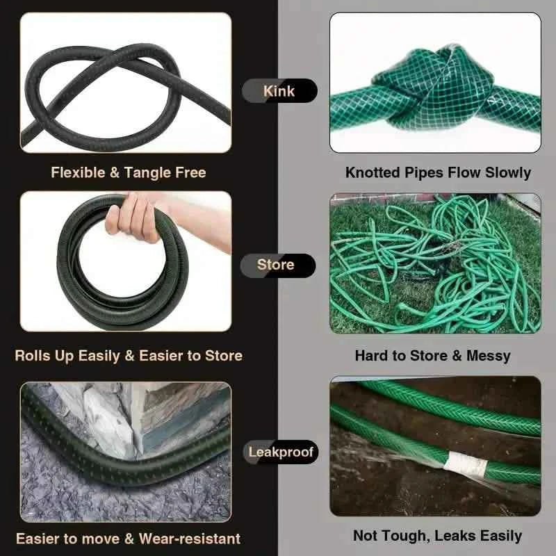 Heavy-Duty Expandable Garden Hose - Leakproof Design with Spray Nozzle