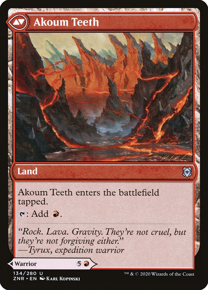 Akoum Warrior // Akoum Teeth (ZNR-134) - Zendikar Rising Foil