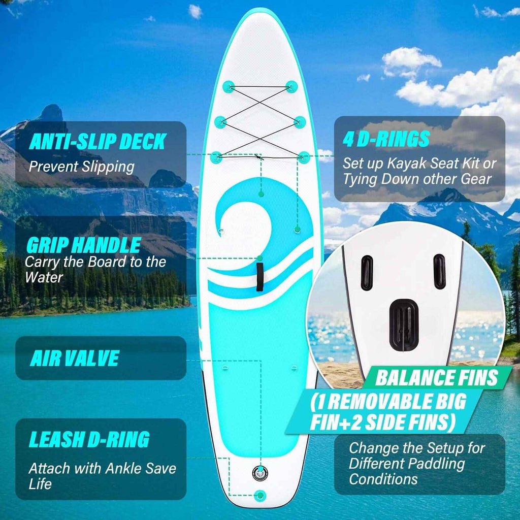 10’6” x 32”x 6” Paddle Boards for Adults with Premium SUP Accessories and Backpack