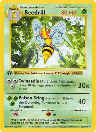 Beedrill 017/102 - Base Set Shadowless 1st Edition