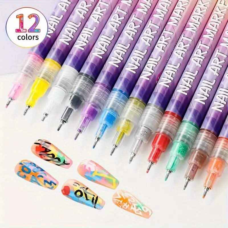 12-Color Nail Art Pen Set Quick Dry Acrylic Paint Markers