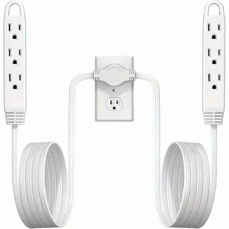 12-Foot Long Extension Cord Power Strip with 6 Feet on Each Side 13A 125V 1625W