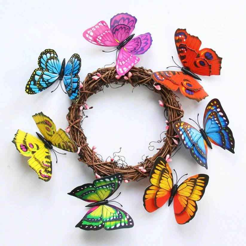 12-Pieces: Mixed Color 3D Butterfly Magnet Fridge Stickers