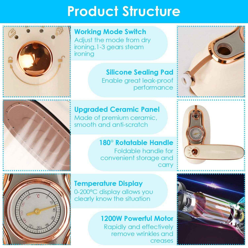 1200W Foldable Handheld Clothes Iron Steamer