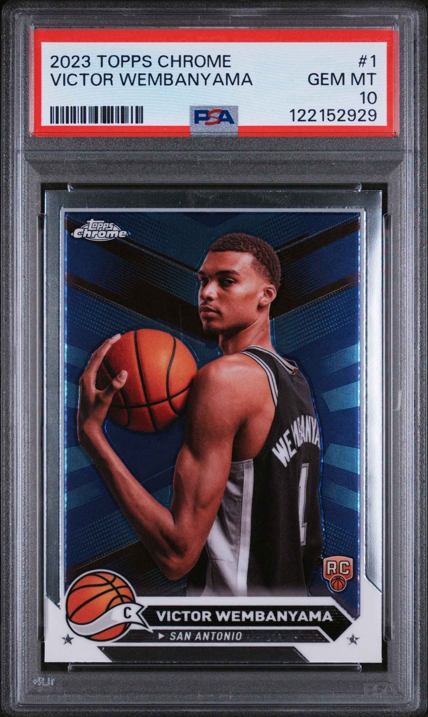 Graded 2023 Topps Chrome Victor Wembanyama #1 Rookie RC Basketball Card PSA 10 Gem Mint