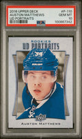 Graded 2016 Upper Deck Auston Matthews #P110 UD Portraits Rookie RC Hockey Card PSA 10 Gem Mint