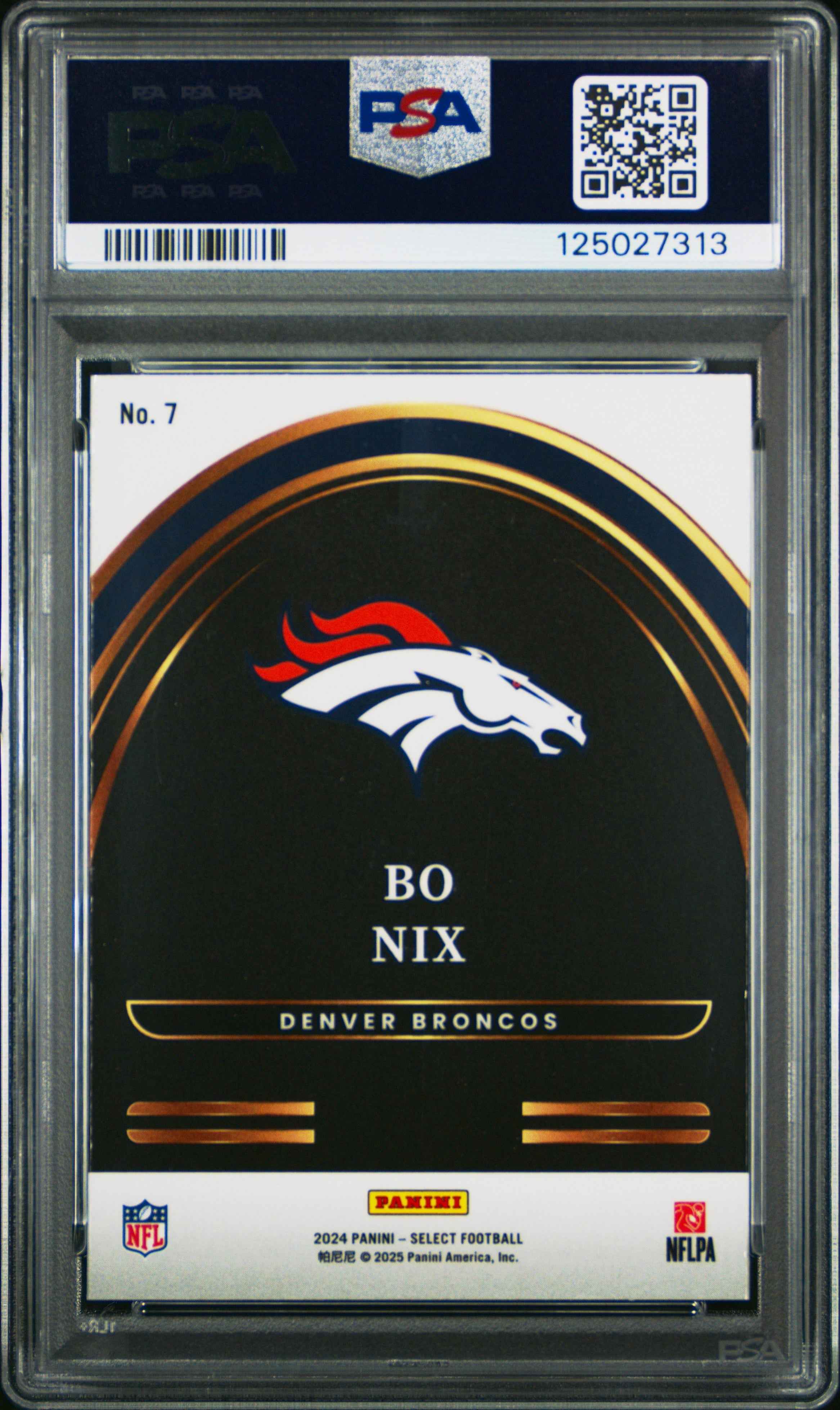 Graded 2024 Panini Select Bo Nix #7 Select Future Rookie RC Football Card PSA 10 Gem Mint