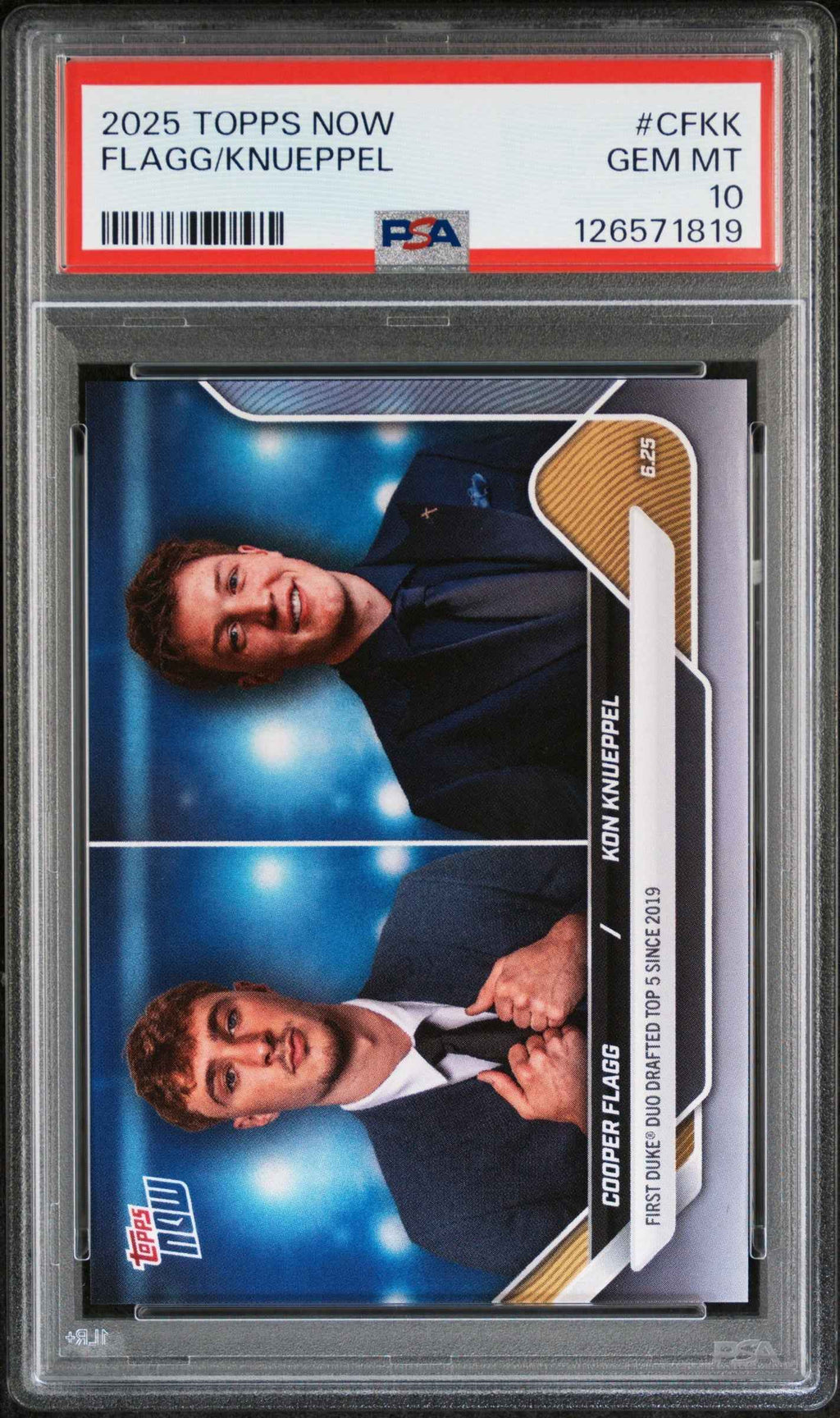 Graded 2025 Topps Now Cooper Flagg/Kon Knueppel #CFKK Rookie RC Basketball Card PSA 10 Gem Mint