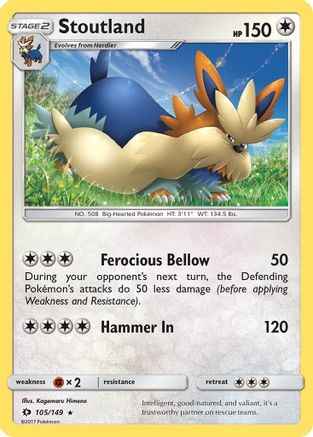 Stoutland 105/149 - SM Base Set Reverse Holofoil
