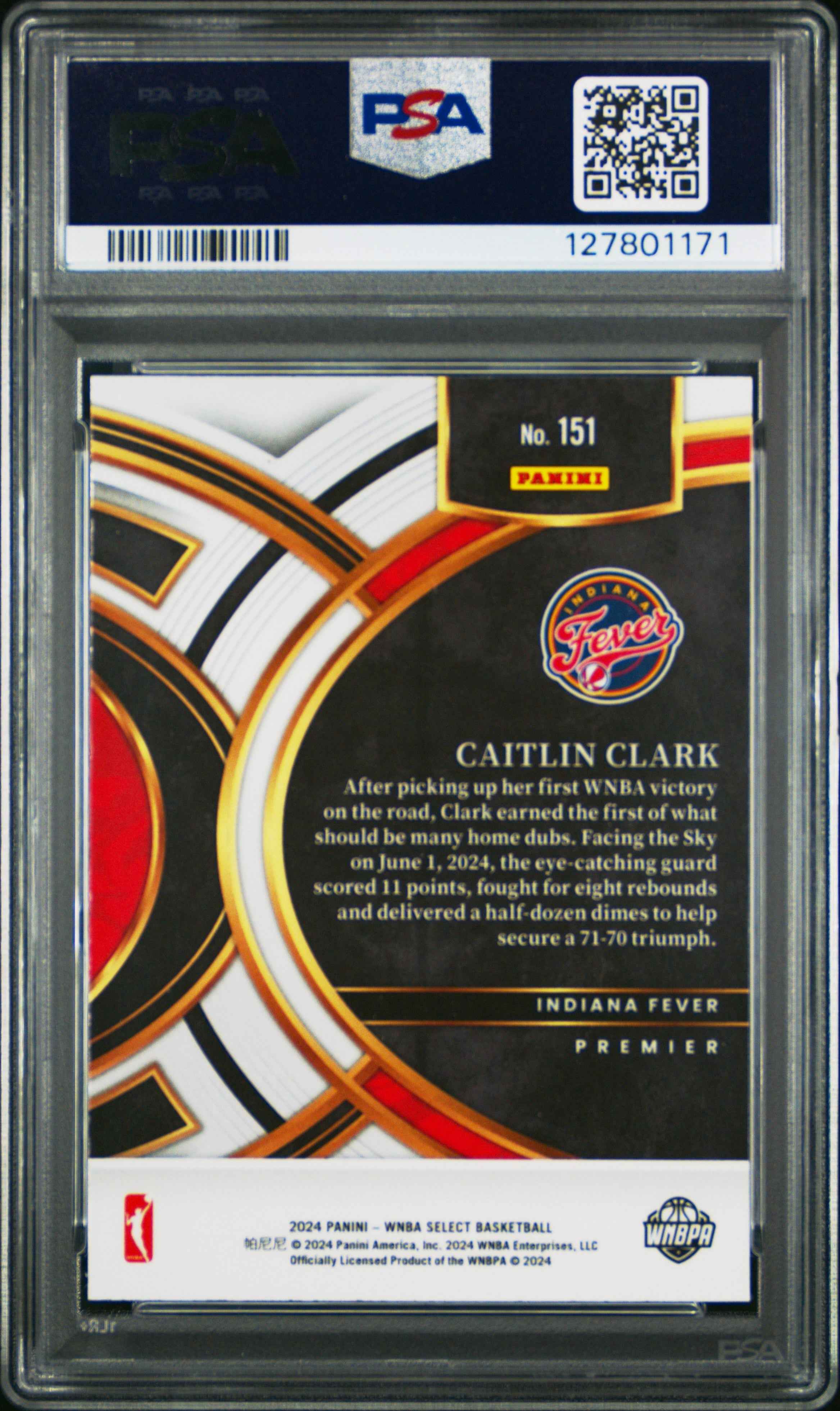 Graded 2024 Panini Select WNBA Caitlin Clark #151 Rookie RC Basketball Card PSA 10 Gem Mint