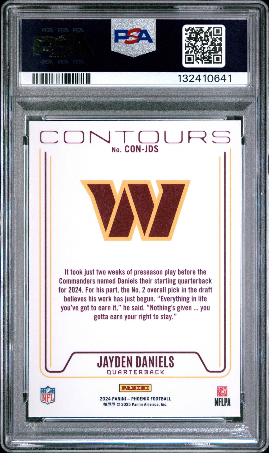 Graded 2024 Panini Phoenix Jayden Daniels #CONJDS Contours Rookie RC Football Card PSA 10 Gem Mint