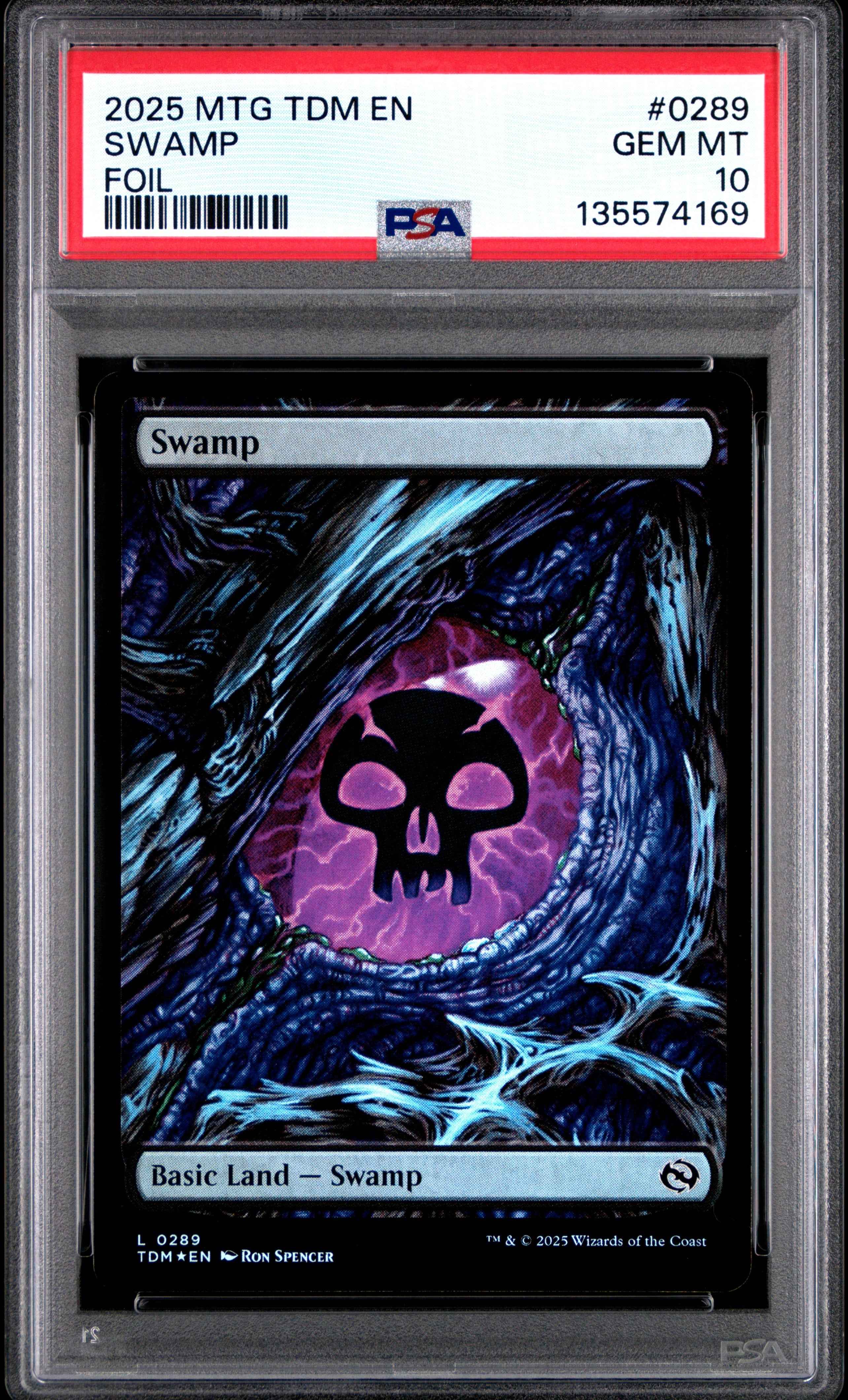 Graded 2025 Magic The Gathering Swamp #0289 Foil Tarkir Dragonstorm Card PSA 10 Gem Mint
