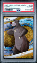Graded 2025 Topps Chrome Disney Baloo #106 Gold Mini Diamonds #/50 The Jungle Book Trading Card PSA 10 Gem Mint
