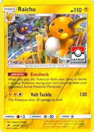 Raichu 041/147 - League & Championship Cards - Reverse Holofoil