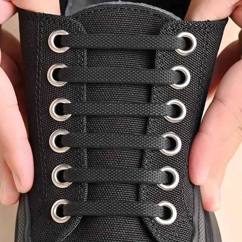 16-Pieces Set: Silicone Elastic Shoe Laces - Free-Tie for Skate, Casual and Sneakers Shoes