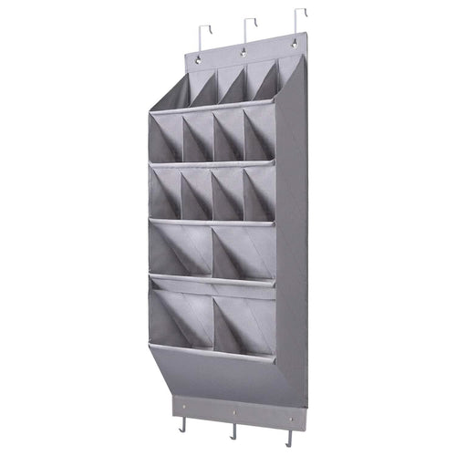 16 Pockets Over The Door Shoe Organizer 5 Tier with 6 Hooks