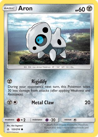 Aron 123/214 - SM  Unbroken Bonds Reverse Holofoil