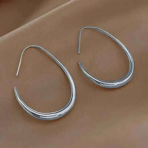 18K Gold Plated Glossy Minimalist Water Drop Design Hoop Earrings Copper