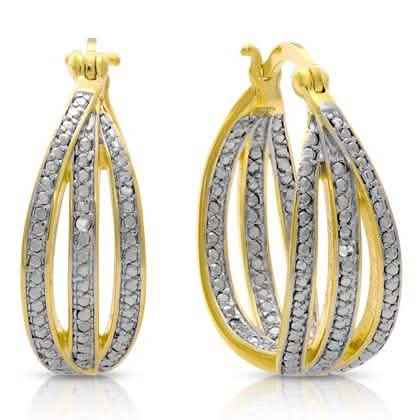 18K Gold Plated Hoop Earring With Diamond Accent By MUIBLU Gems