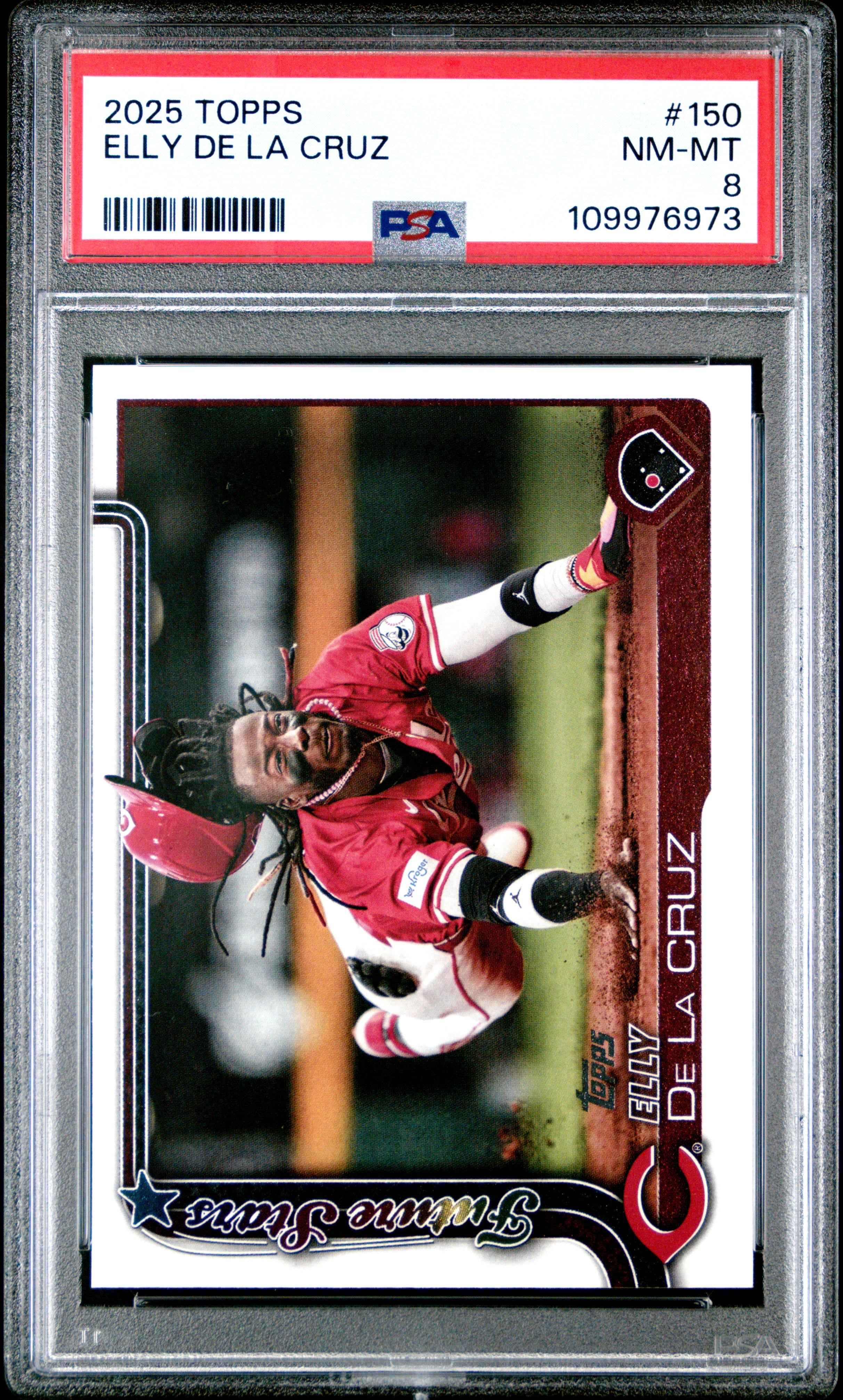 Graded 2025 Topps Elly De La Cruz #150 Future Stars Rookie RC Baseball Card PSA 8 Near Mint