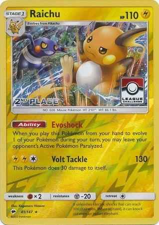 Raichu (41/147) (League Promo 2nd Place) [Sun & Moon: Burning Shadows]