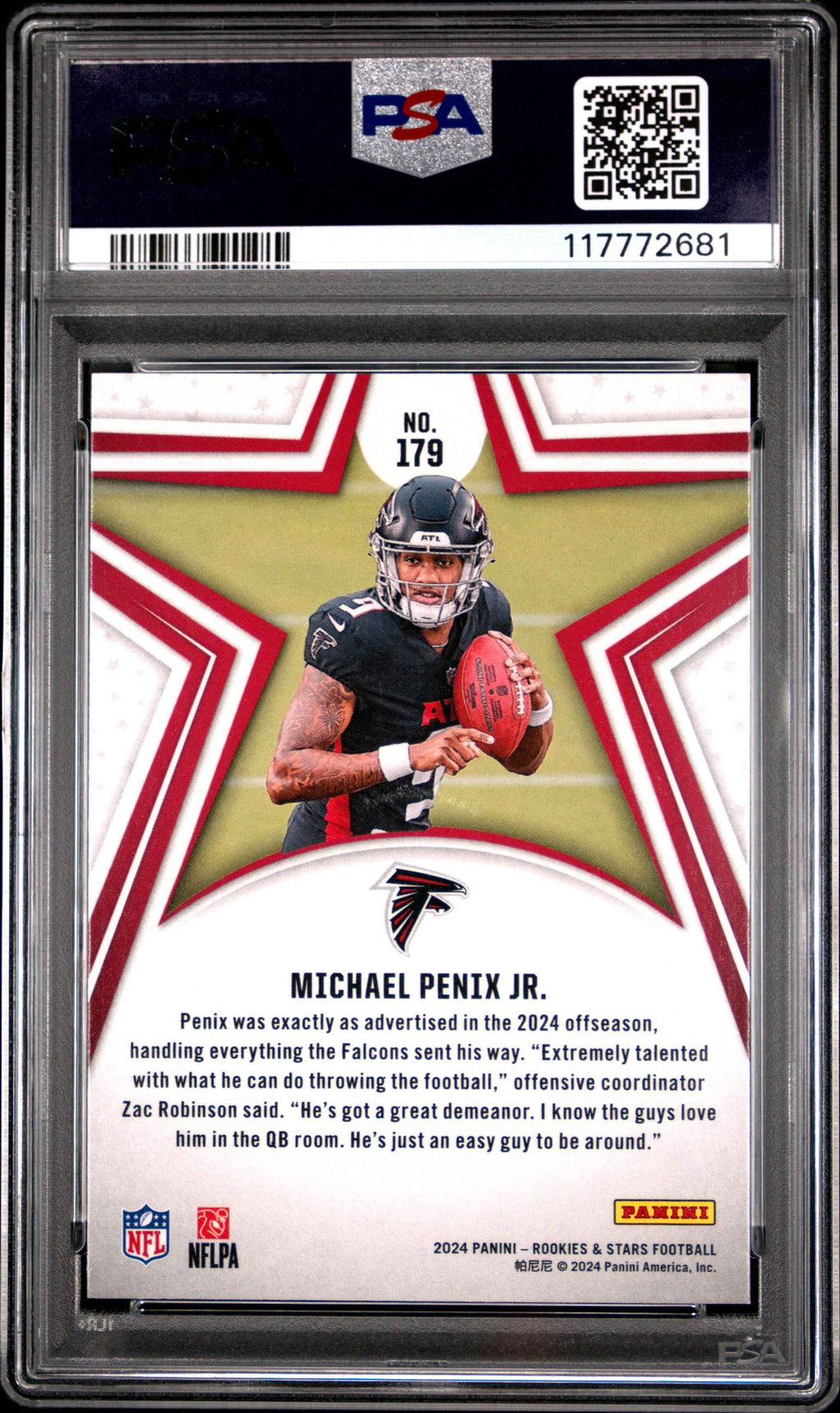Graded 2024 Panini Rookies & Stars Michael Penix Jr #179 Red Rookie RC Football Card PSA 10 Gem Mint