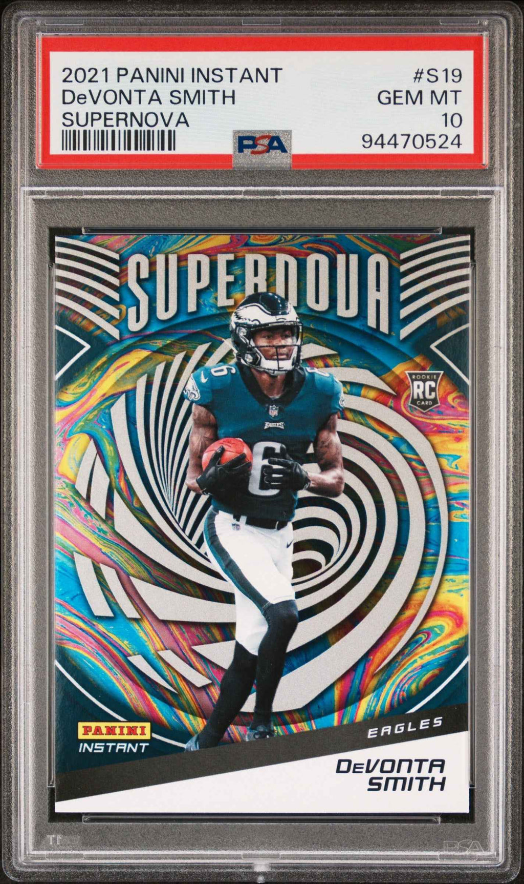Graded 2021 Panini Instant Devonta Smith #S19 Supernova Rookie RC Football Card PSA 10 Gem Mint