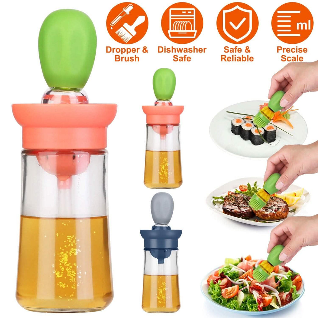 2-in-1 Glass Olive Oil Dispenser with Silicone Dropper