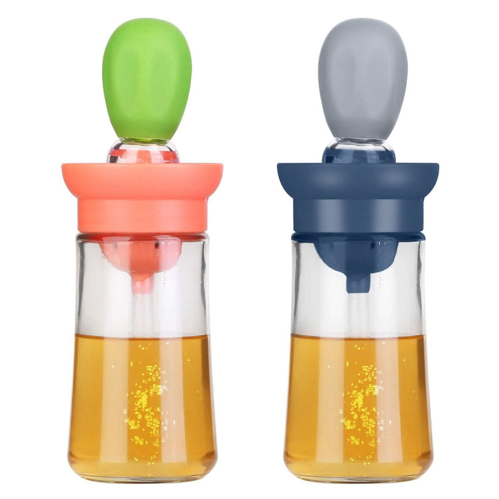 2-in-1 Glass Olive Oil Dispenser with Silicone Dropper
