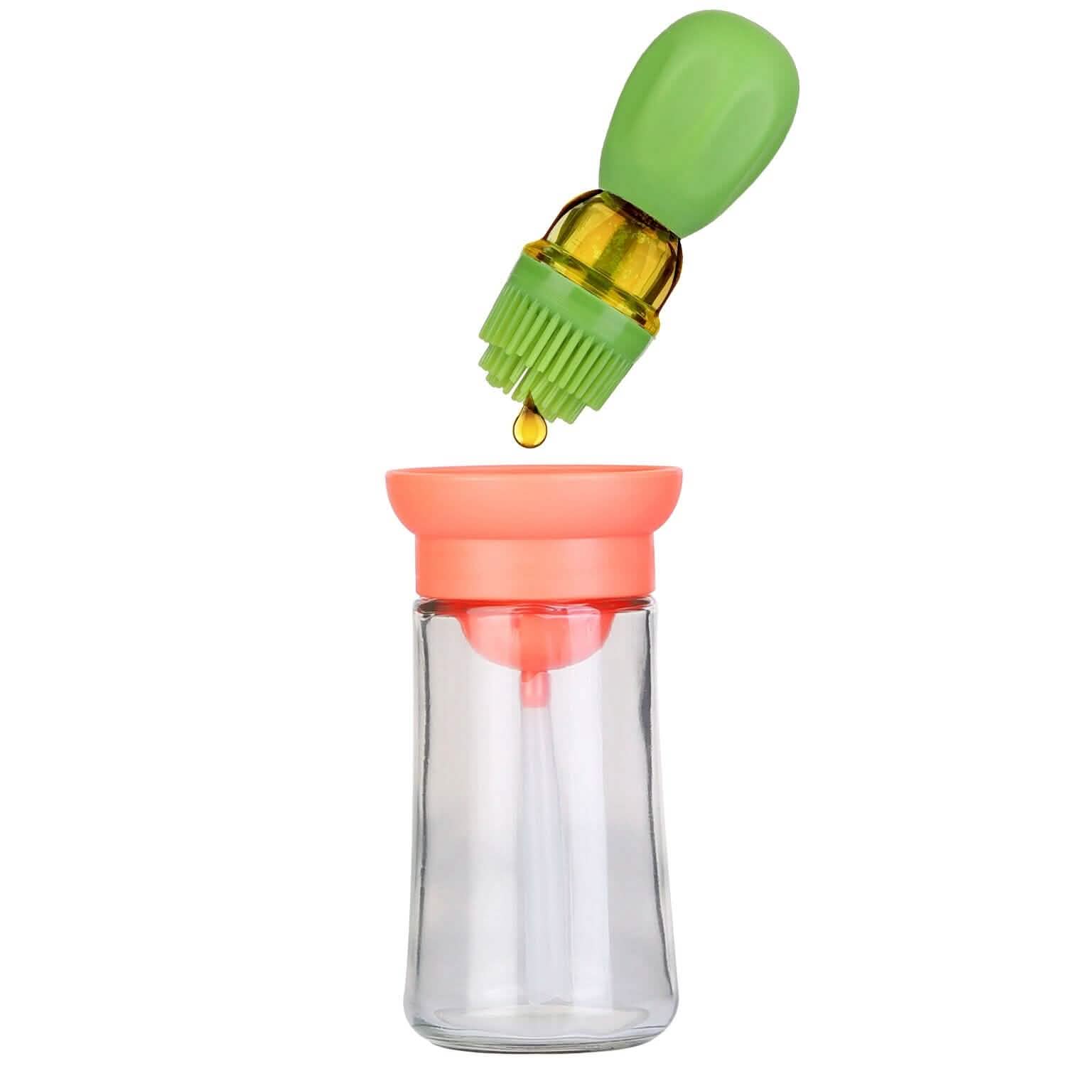 2-in-1 Glass Olive Oil Dispenser with Silicone Dropper