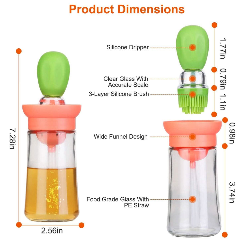 2-in-1 Glass Olive Oil Dispenser with Silicone Dropper