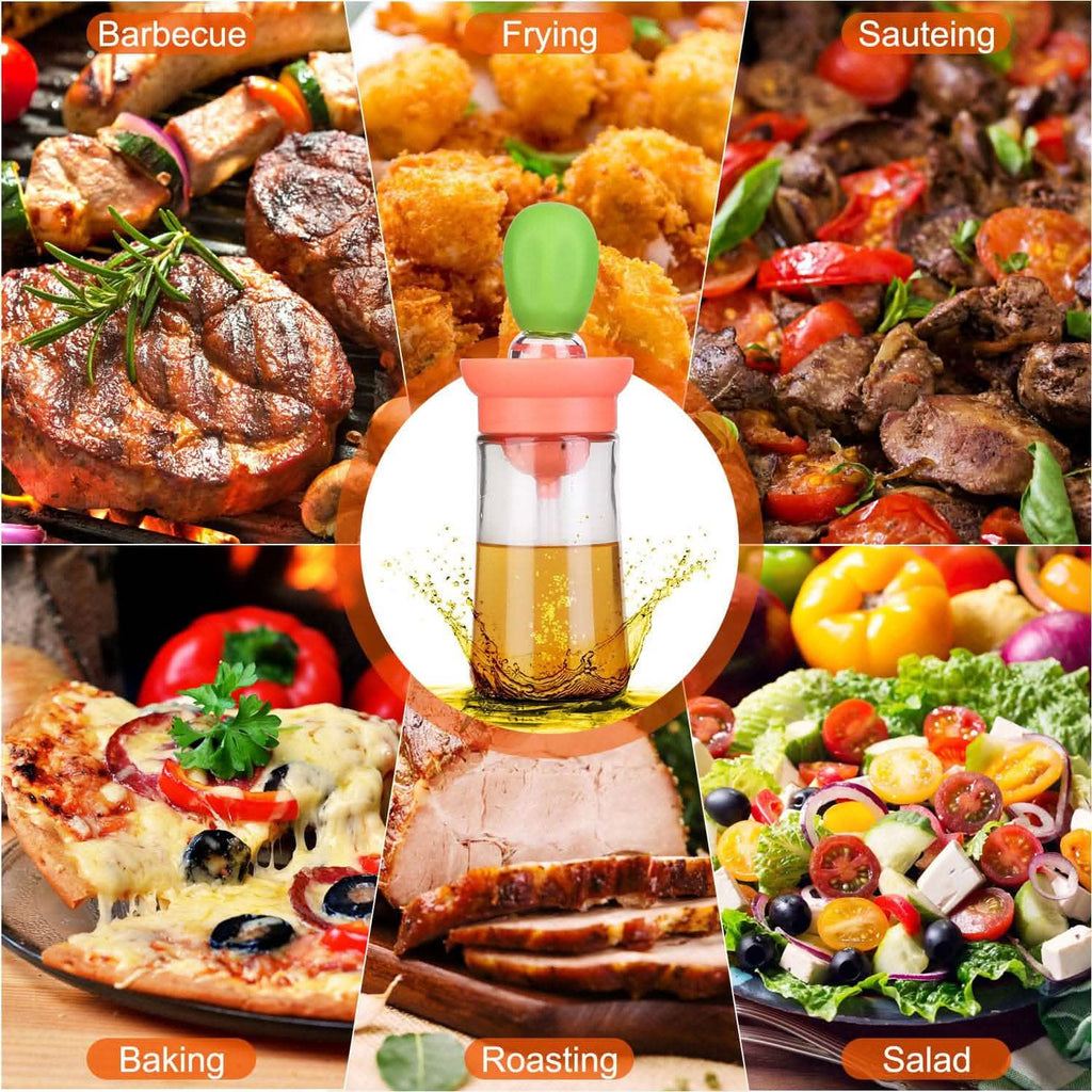 2-in-1 Glass Olive Oil Dispenser with Silicone Dropper