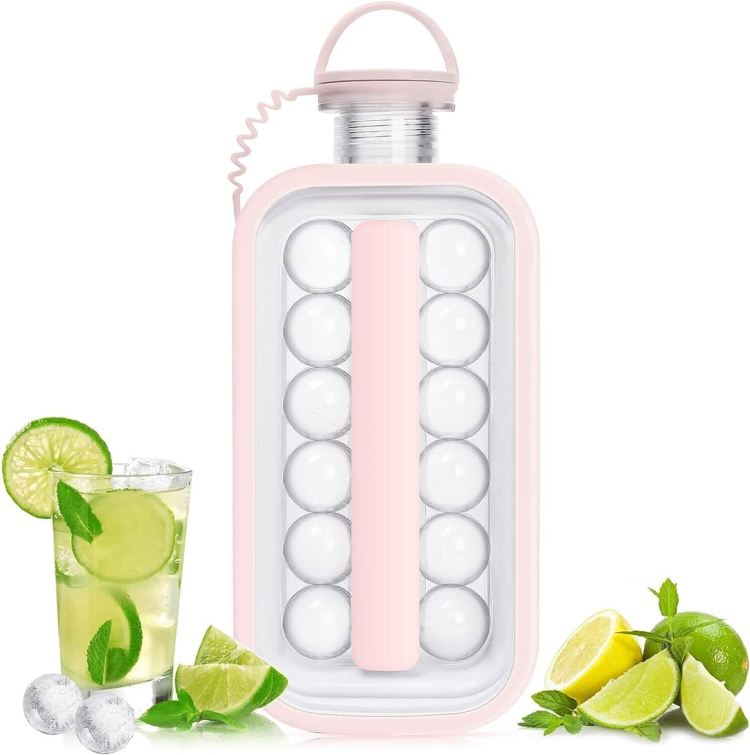2-in-1 Portable Ice Ball Maker Kettle With 17 Grids Flat Body Lid Cooling Ice Pop/Cube Molds