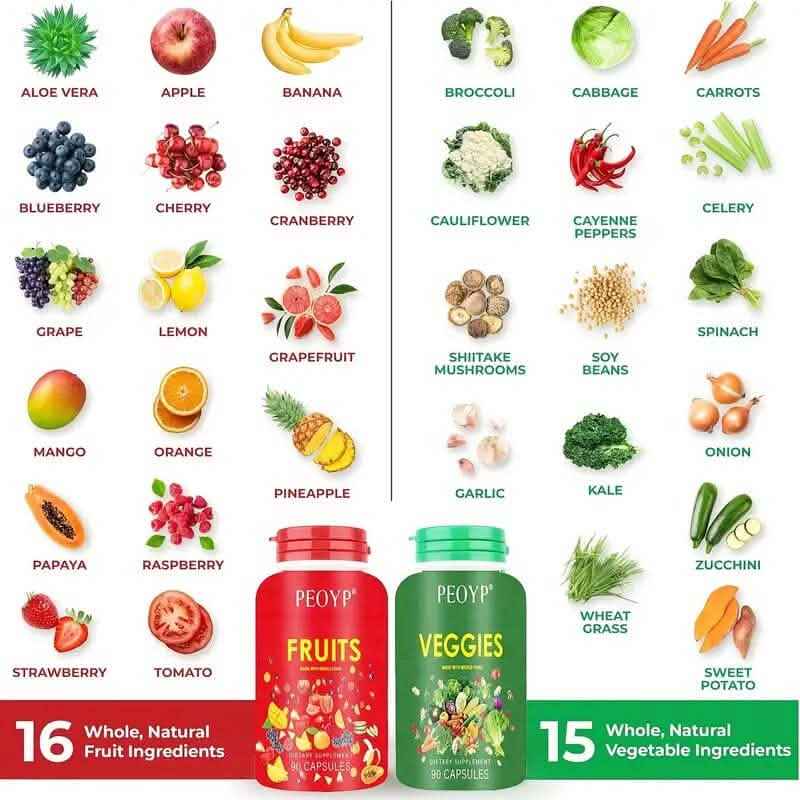 2-Pack: 100% Natural Fruits and Vegetables Supplement