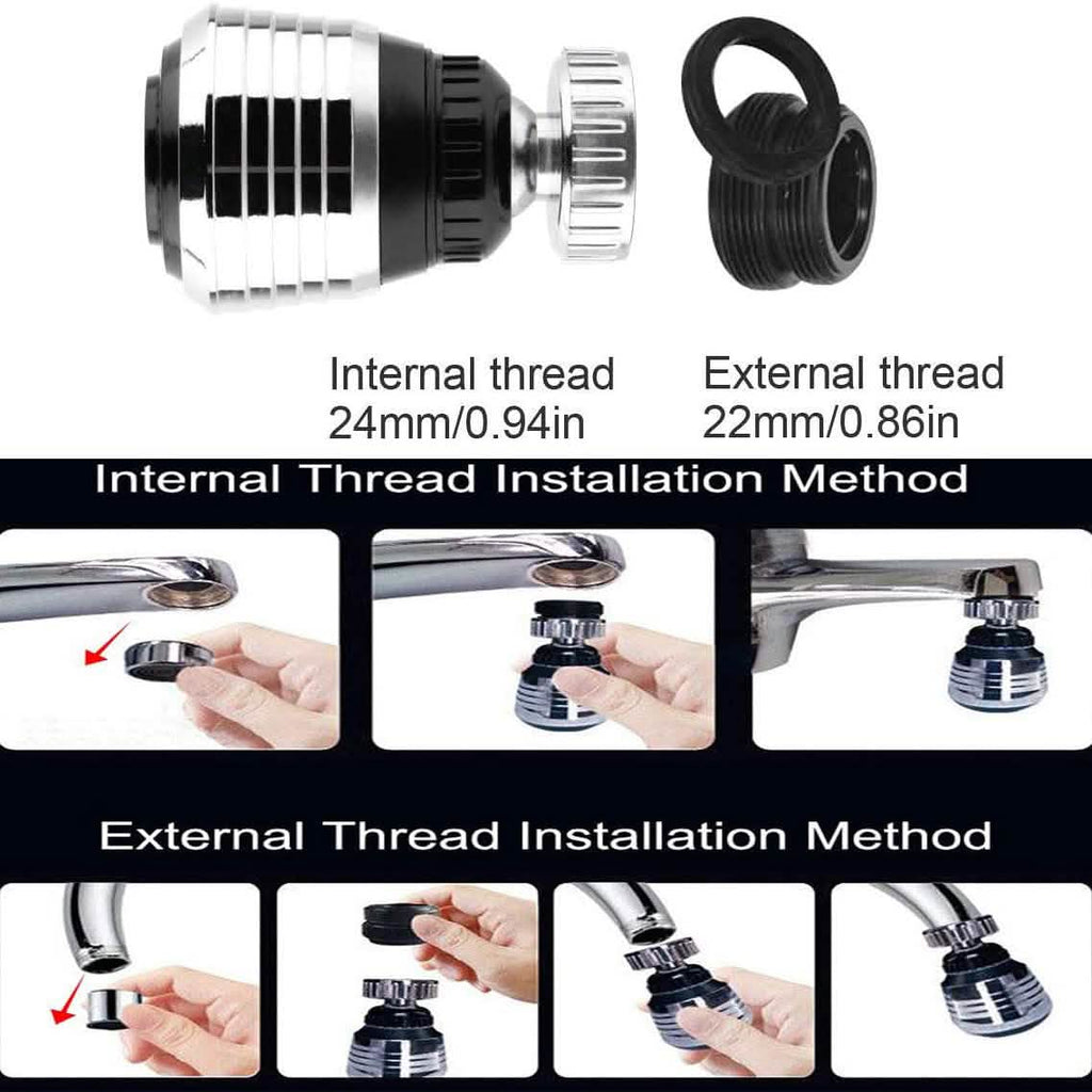 2-Pack: 360 Degree Swivel Faucet Aerator Deluxe Water Saving Faucet Sprayer