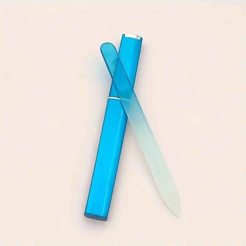 2-Pack: Double-Sided Etched Fingernail Glass Nail File with Case