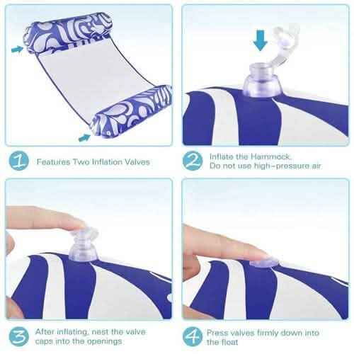 2-Pack: Inflatable Water Hammock Aqua Loungers for Swimming Pool or Beach