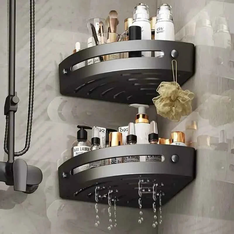 2-Tier: Rustproof Corner Shower Caddy, Adhesive Wall Mounted Shower Shelves No Drilling