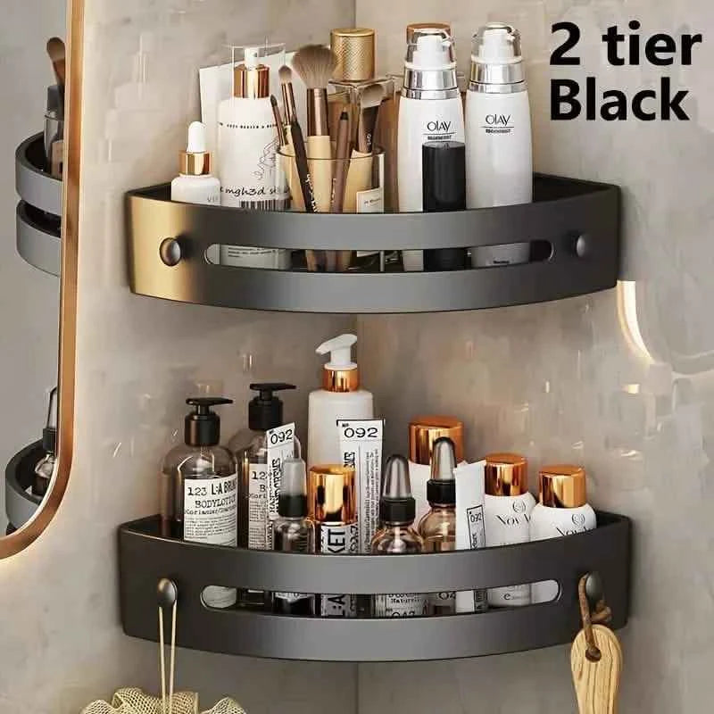 2-Tier: Rustproof Corner Shower Caddy, Adhesive Wall Mounted Shower Shelves No Drilling