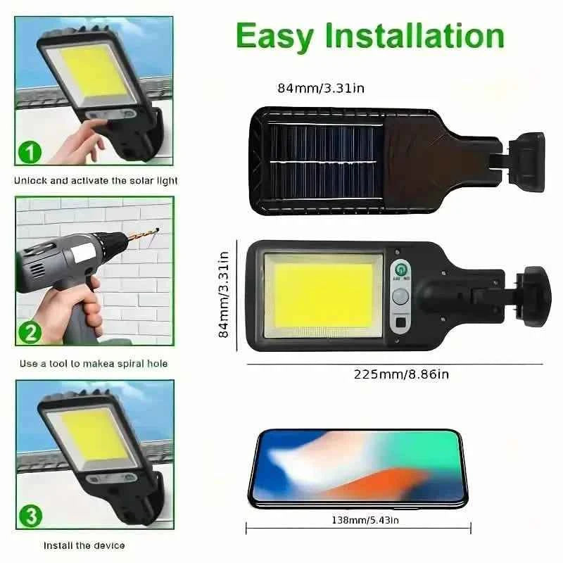 2-Pack: Solar Outdoor Security Street Lighting, 3 Modes With Wireless Motion Sensing and Remote Control