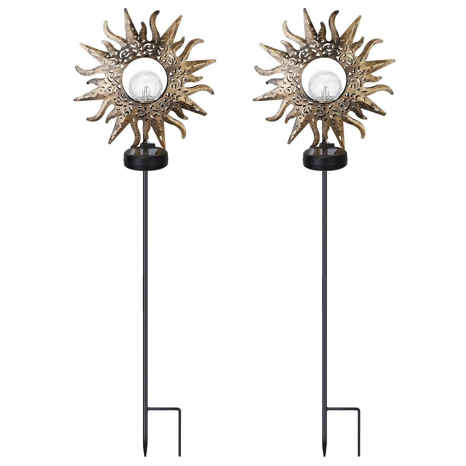 2-Pack: Solar Powered Glass Globe Stake Lamp